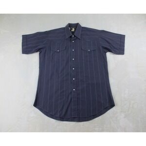 VINTAGE Flying Ranchwear Shirt Mens Extra Large Blue Pearl Snap Extra Long Tails